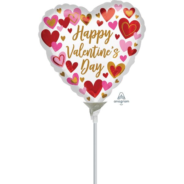 10cm foil balloon with playful heart design for Valentine's Day celebrations, perfect for parties and romantic occasions.