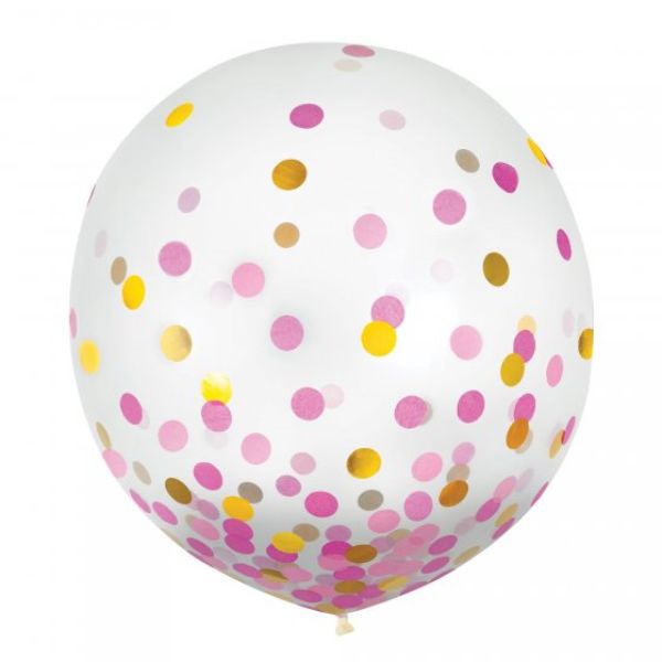 60cm pink and gold confetti latex balloons for parties, durable and stylish, perfect for festive decorations.