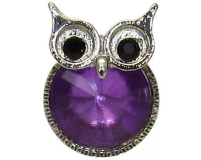 Round purple owl decor piece, vibrant and whimsical, perfect for home or nursery display and a delightful gift for owl lovers.
