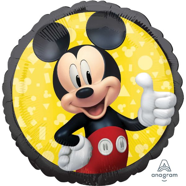45cm self-sealing foil balloon featuring Mickey Mouse, perfect for celebrations and parties.