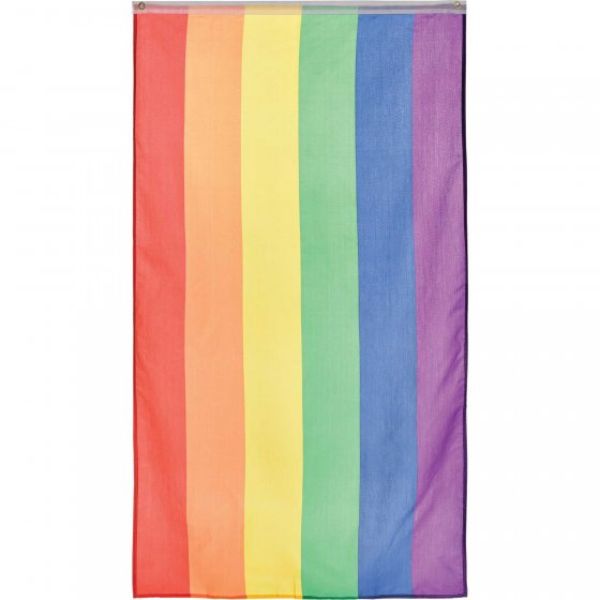 Vibrant 1.5m x 90cm Rainbow Fabric Flag, perfect for celebrations and promoting diversity and inclusion.
