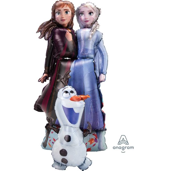 AirWalker balloons featuring Elsa, Anna, and Olaf, perfect for creating a magical Frozen-themed atmosphere at celebrations.