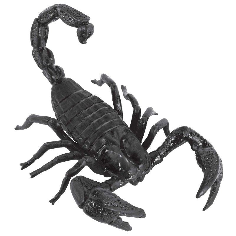 Realistic plastic giant scorpion prop, 20cm, ideal for Halloween decor and themed events.