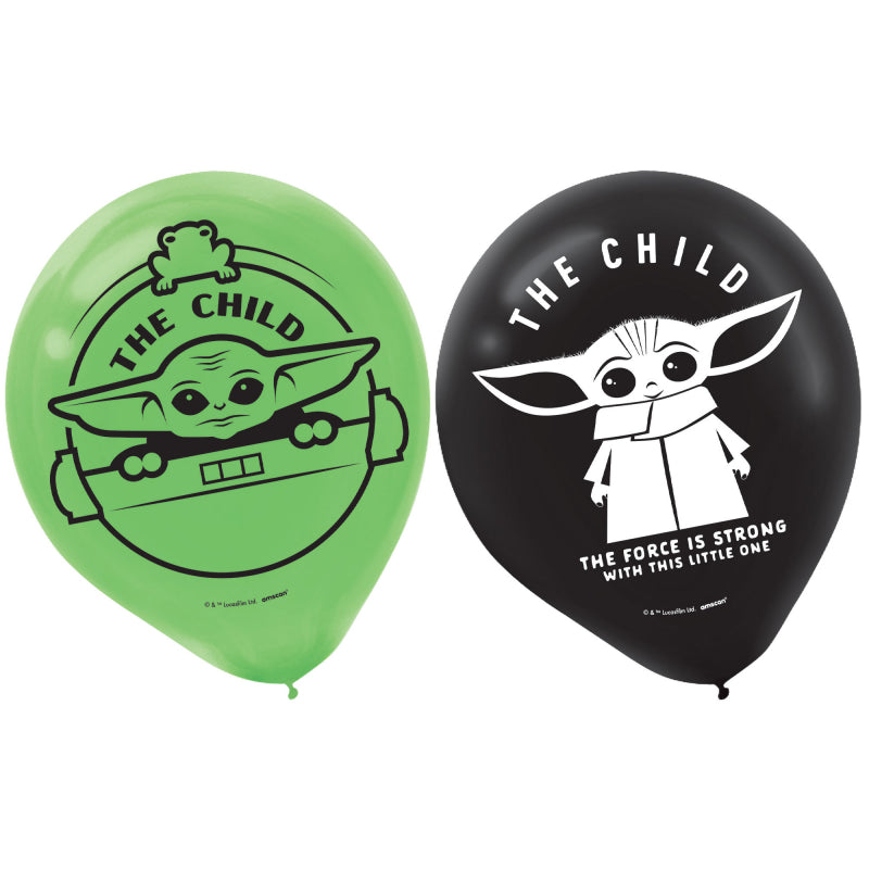 Assorted Mandalorian-themed latex balloons, 30cm, pack of 6, perfect for Star Wars celebrations and decorations.