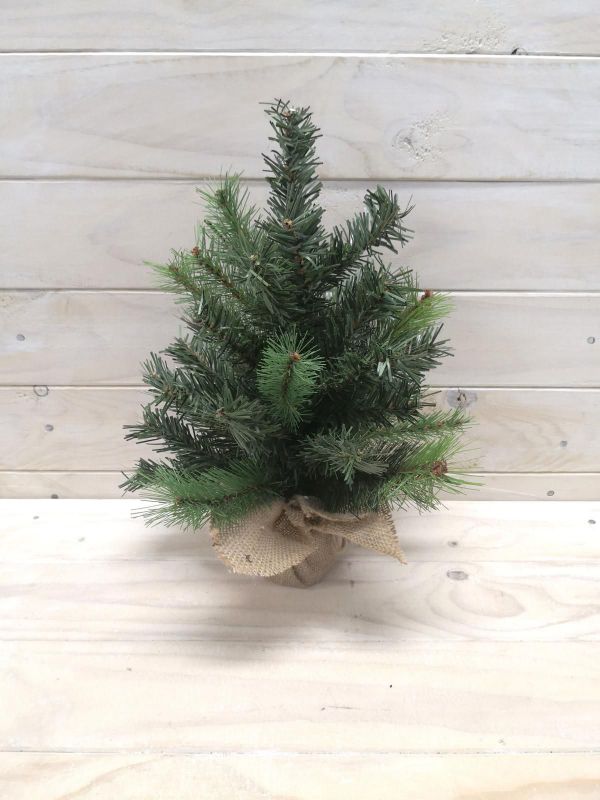 Artificial Pine Tree with Burlap - 12" (Green)