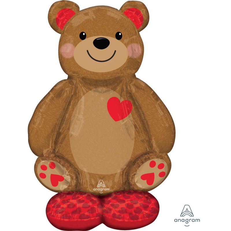 Big 86cm Airloonz foil balloon shaped like a cuddly teddy bear, perfect for celebrations and party decor.