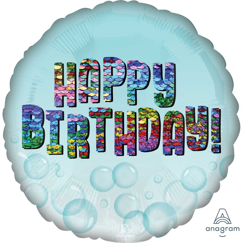 Stunning 45cm Std Hx Hbd foil balloon with vibrant sequins, perfect for adding glamour to birthday celebrations and parties.