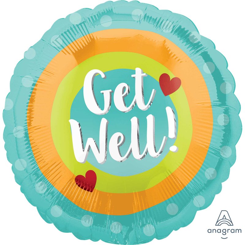 Foil Balloon - Std Hx Get Well Dots (45cm)