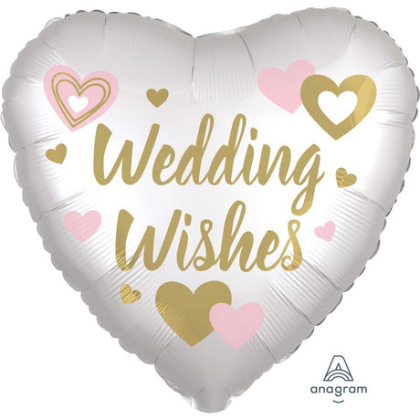 Elegant 45cm white foil balloon with satin finish, perfect for weddings and romantic celebrations.