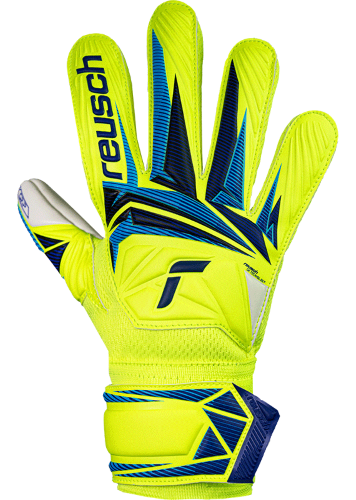 Gloves  - Reusch Attrakt Grip Junior - Safety Yellow/Sharp Blue - Size 8