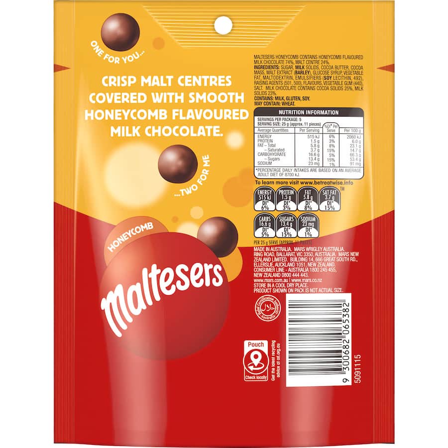 Maltesers Chocolate Honeycomb Milk 125g