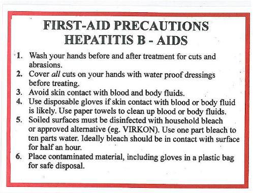 Aids/Hepatitis Warning Label