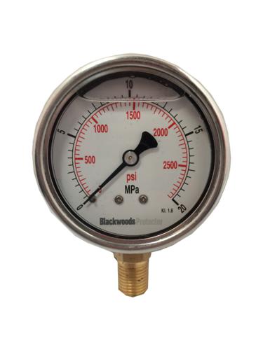 Gauges Pressure SS- 1/4" BSP-Bottom- 0/20MPa