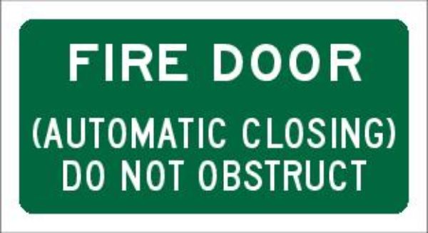 Fire Door (Automatic Closing) Do Not Obstruct Sign - SAV 110 x 60mm (Each)
