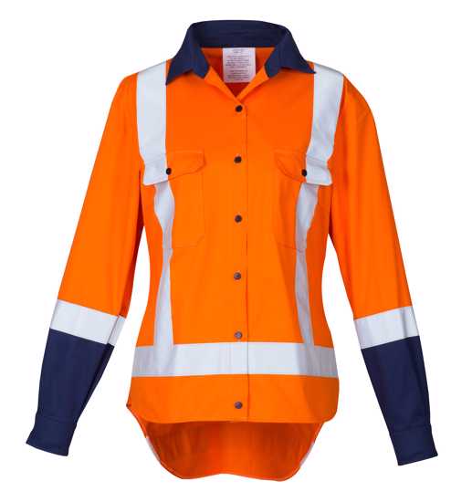 Workhorse, Women's TTMC-W17 Shirt, WSH058  - Orange / Navy - Size: 12