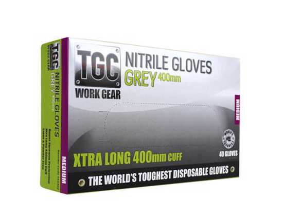 TGC Nitrile Disposable Gloves 400mm Long Cuffs (M) - Medium - Each - Box of 40