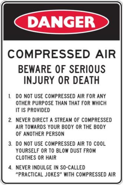 Danger Compressed Air Sign - SAV 180 x 250mm (EACH)