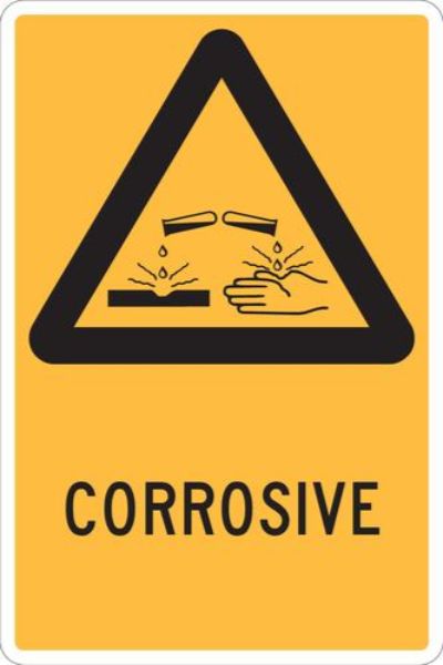 Warning Corrosive Sign - PVC 300 x 450mm (EACH)