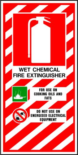 Fire Sign | Wet Chemical Extinguisher, Large W300mm x H600mm (Single Sided)
