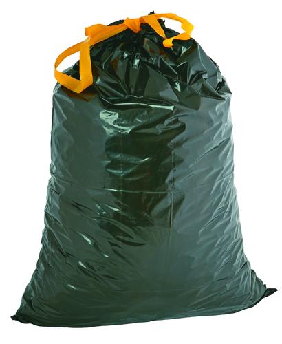 Black Plastic Drawstring Rubbish Bag, 30um 630 x 900mm 50 (Pack)