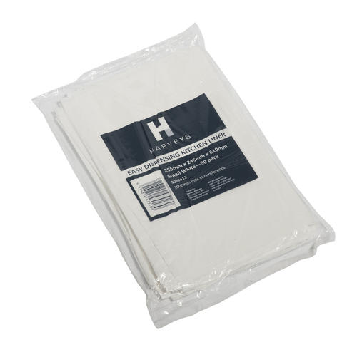 Harveys Refuse Bag -White Kitchen liner 27Litre 255 x 245 x 610mm 50 (Pack)