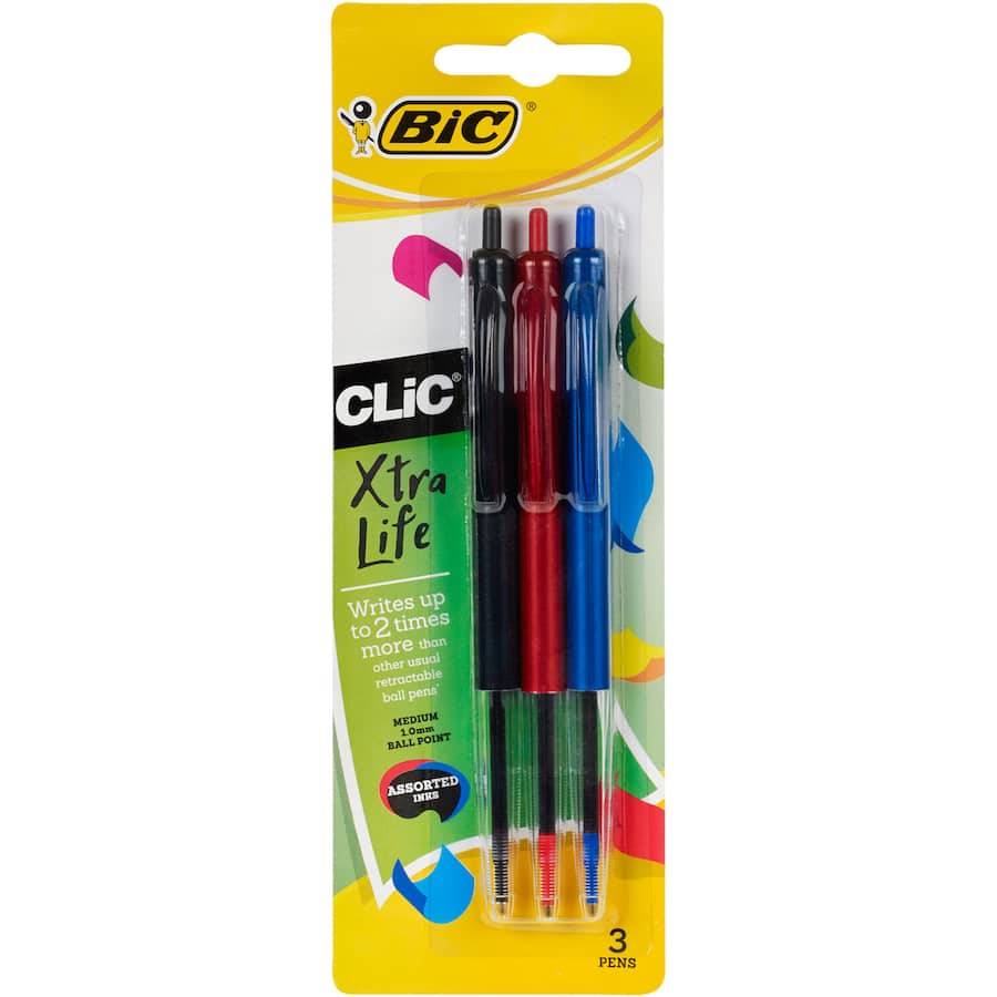 Bic Clic Pens Mixed 3pack
