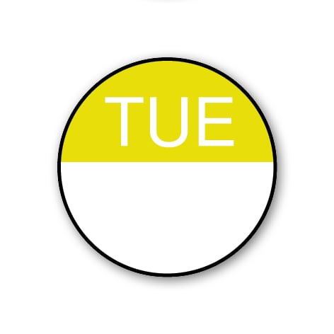 Tuesday Day Label Yellow on White 24mm 1000 (Roll)