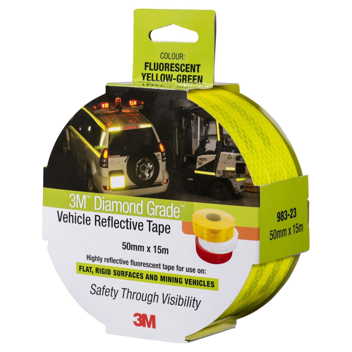 3M Diamond Grade Reflective Tape 983 - 23 FluYlw/Grn - 50mm x 15m - Roll