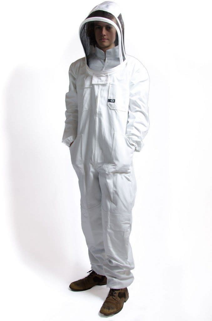Bee Suit with Folding Hood - White (Size: 11)