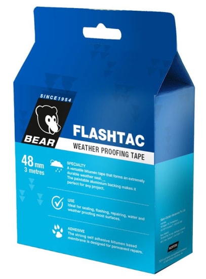 Flashtac Weatherproofing Tape 143-S Silver-72mm x 3m-1-Roll