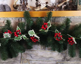 Holly Garland with Large Berries - 180cm