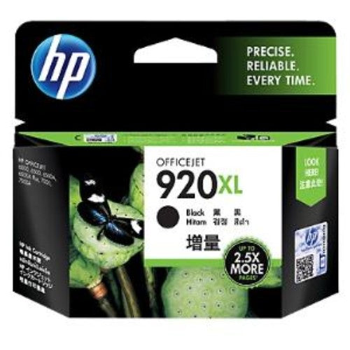 HP 920XL Black Ink Cartridge (1006126) - High Yield, 1200 Pages, Water Resistant Printing