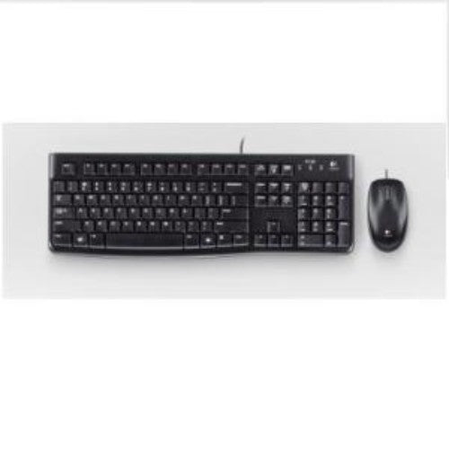 Logitech MK120 Corded USB Desktop Set featuring a sleek keyboard and precision optical mouse for enhanced productivity.