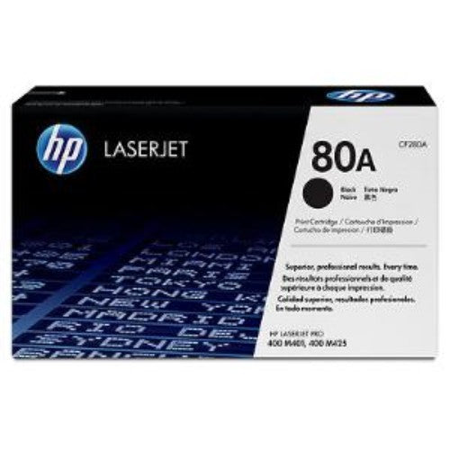 HP 80A (CF280A) Black LaserJet Toner Cartridge - High Yield, 2700 Pages, Compatible with M401 & M425