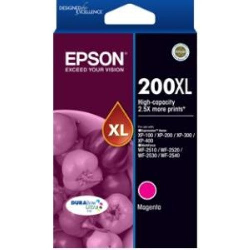 Epson 200XL High Capacity DURABrite Ultra Magenta Ink Cartridge - Vibrant Prints for All Printers