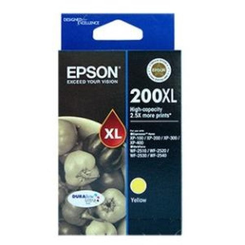 Epson 200XL High Capacity Yellow DURABrite Ultra Ink Cartridge for Superior Print Quality