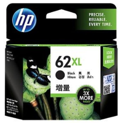 HP 62XL Black Ink Cartridge - High Capacity, 600 Pages, Compatible with HP Printers