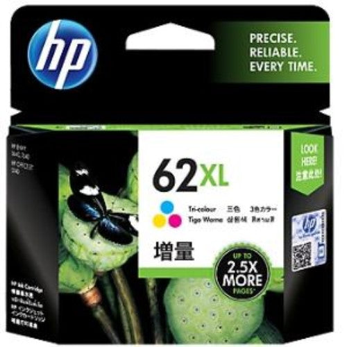 High-Yield HP 62XL Tri-Color Ink Cartridge - Up to 415 Pages - Compatible with HP Inkjet Printers