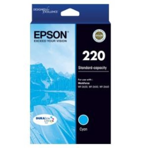 Epson DURABrite Ultra Cyan Ink Cartridge - 220 Std Capacity for Vivid Color Printing