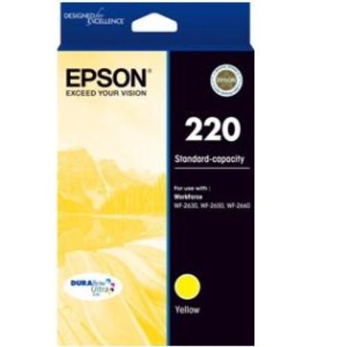 Epson DURABrite Ultra 220 Std Capacity Yellow Ink Cartridge - High-Quality Prints & Fast-Drying