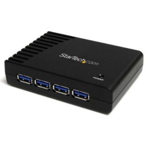 4-Port Black SuperSpeed USB 3.0 Hub with Power Adapter - High-Speed Data Transfer & Compatibility