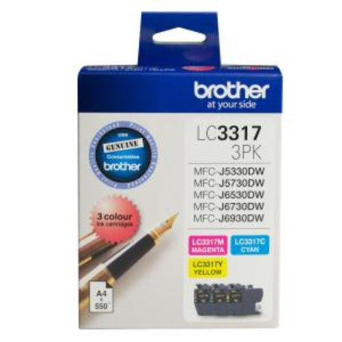 Brother LC33173PK Ink Cartridge 3 Pack - Original Cyan, Magenta, Yellow - 550 Pages Each