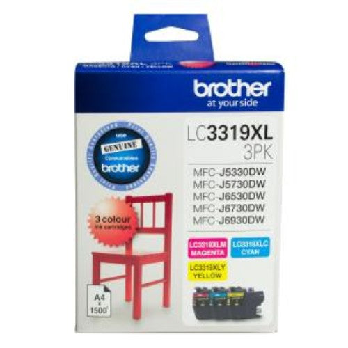 Brother LC3319XL3PK High Yield Ink Cartridge Colour 3 Pack - Cyan, Magenta, Yellow, 1500 Pages