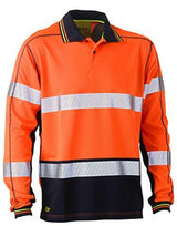 Bisley, Hi Vis Mesh Long Sleeve Polo, BK6219T - Orange/Navy - 6XL