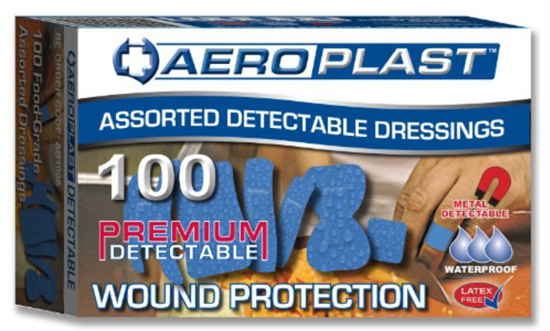 Aero Metal-Detectable Assorted Plasters-Box of 100 (Packet)