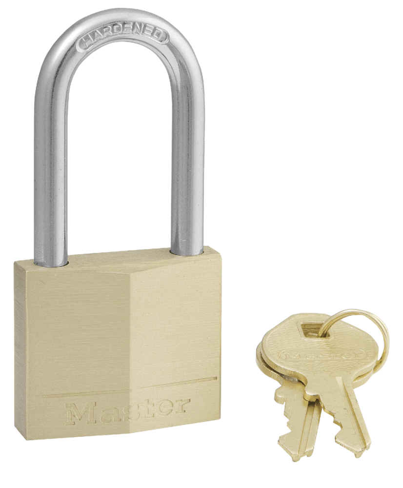 Master Lock 140DLFAU Brass Long Shackle Padlock 40mm