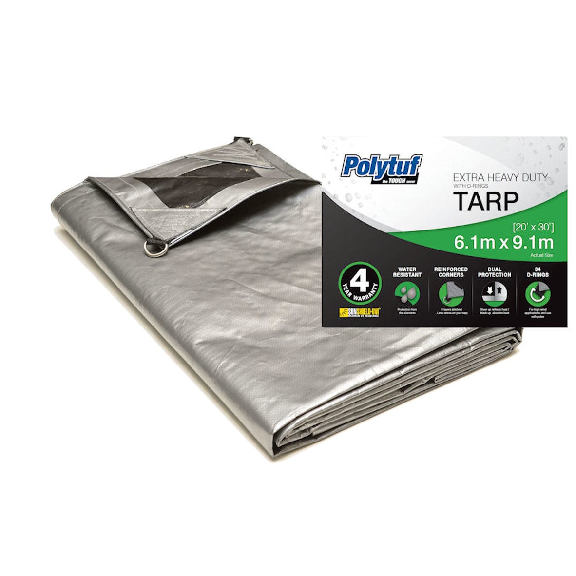 Polytuf Extra Heavy Duty D-Ring Tarpaulin 6.1 x 9.1m