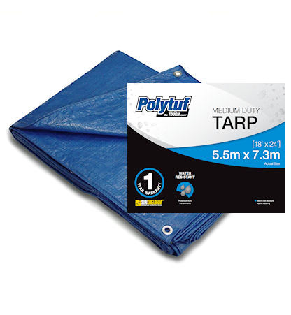 Polytuf Medium Duty Blue Tarpaulin 3.6 x 4.9m