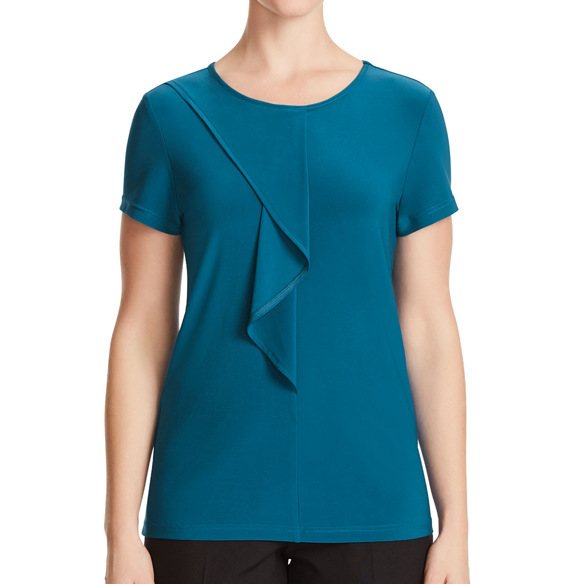 Women's Short Sleeve Round Neck Top, NNT - Black (Size: 3XL)