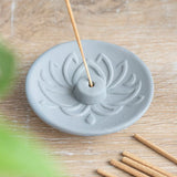 Grey Lotus Terracotta Incense Plate